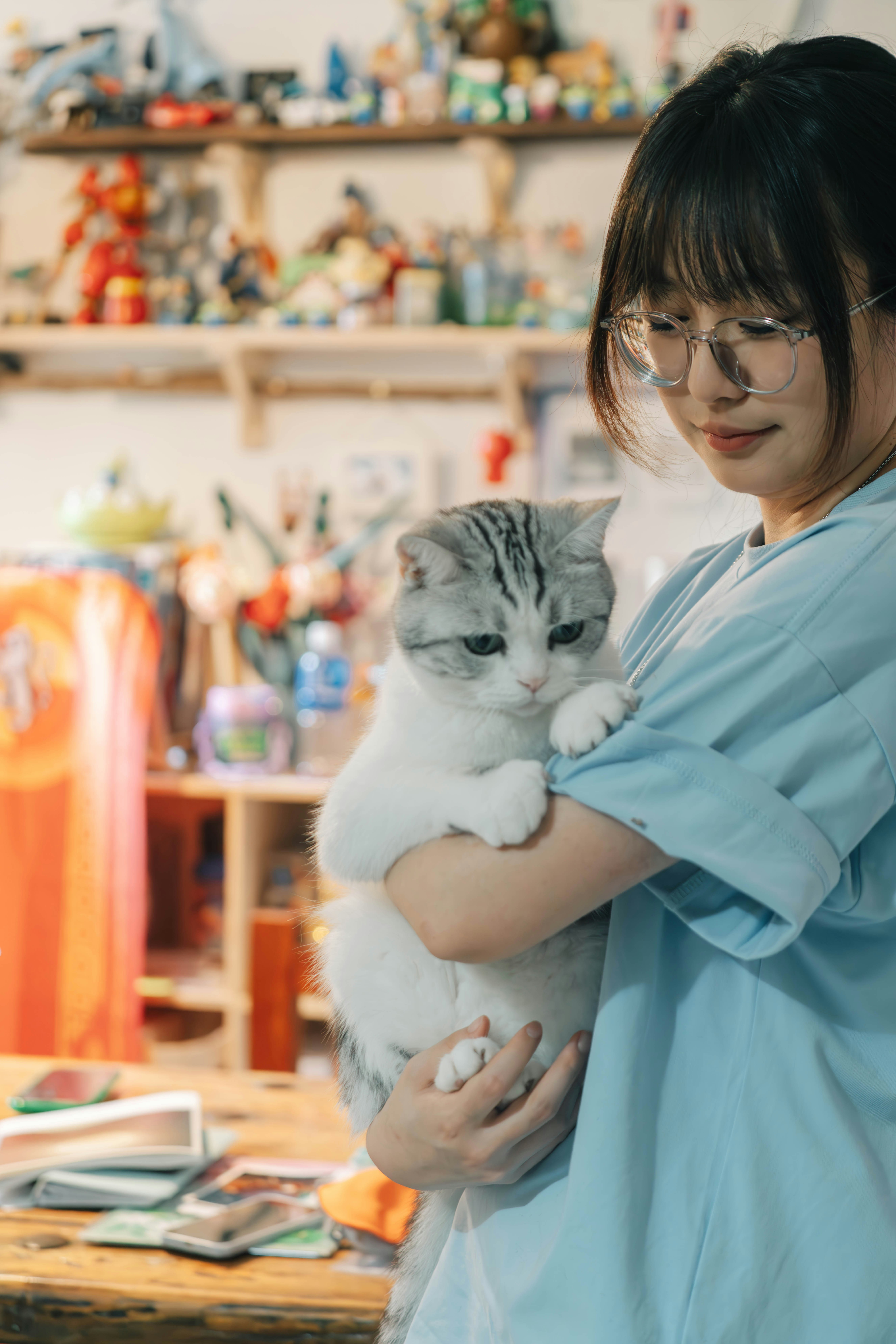 Veterinarian helping a cat